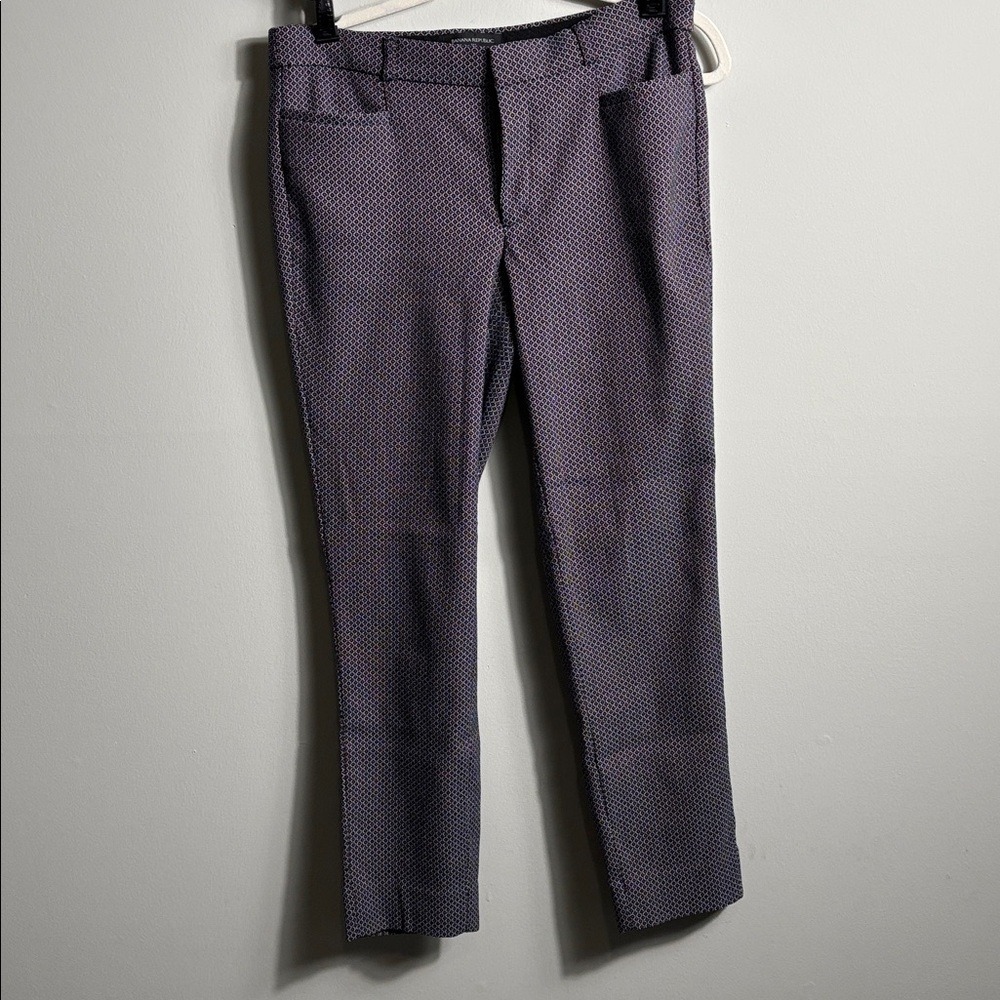 Banana Republic, Sloan Ladies Size 8 dress pant, navy and red pattern